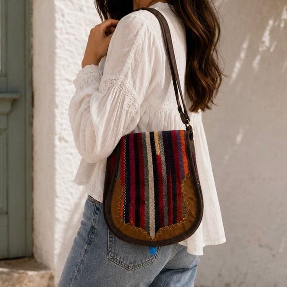 Handmade Handbags - Handmade Boho Crossbody Bag Woven Kilim Shoulder Purse Ethnic Festival Tote
